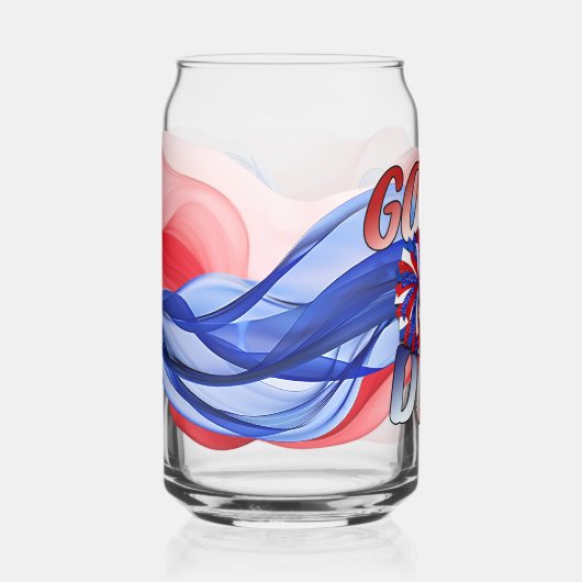 赤白青のフットボールチームカラー ガラス缶 (正面)