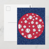 赤白青のベースボール ポストカード (正面/裏面)