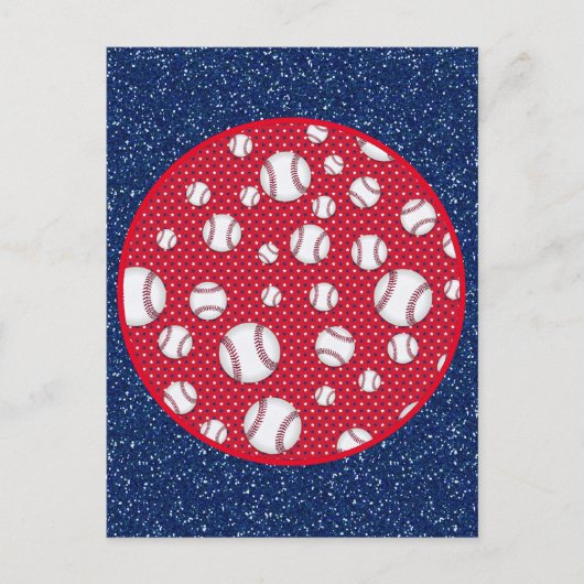 赤白青のベースボール ポストカード (正面)