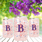 赤白青のモノグラム花火 ガラス缶