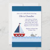 赤白青のヨット 赤ちゃん男の子 シャワー 招待状 (裏面)