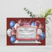 赤白青のラップトップバーチャル卒業パーティー 招待状 (スタンド正面)