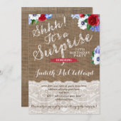 赤白青のレディーサプライズバースデーパーティー 招待状 (正面/裏面)