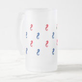 赤白青の乗馬のパターン愛国心 フロストグラスビールジョッキ (正面左)