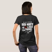 赤白青の先生クルーTシャツデザイン Tシャツ (裏面フル)