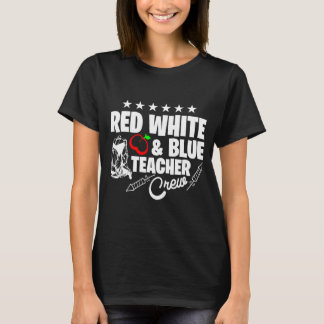 赤白青の先生クルーTシャツデザイン Tシャツ