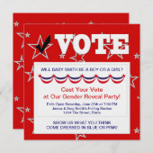 赤白青の性別発表パーティー招待状 招待状 (正面/裏面)