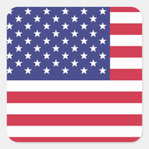 赤白青の愛国心のあるアメリカ国旗 スクエアシール