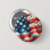 赤白青の愛国心を持つ米国国旗の抽象芸術 缶バッジ (正面&裏面)