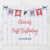 赤白青の愛国的な誕生日 スパークリングワインラベル (シングルラベル)