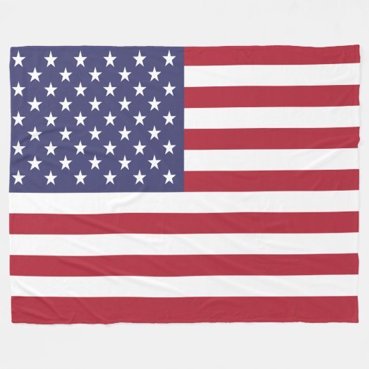 赤白青の愛国的アメリカ国旗 フリースブランケット (正面(横))