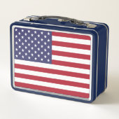 赤白青の愛国的アメリカ国旗 メタルランチボックス (裏面)