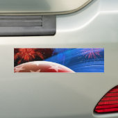 赤白青の星と花火 バンパーステッカー (車上)