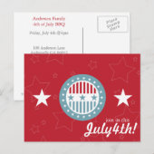 赤白青の星の4日7月ポストカード ポストカード (正面/裏面)