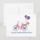 赤白青の星条旗のような自転車のアメリカ独立記念日 デザイン ポストカード (正面/裏面)