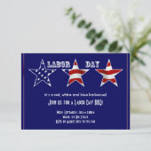 赤白青の星条旗柄の星型 レイバー・デイ 招待状 (スタンド正面)