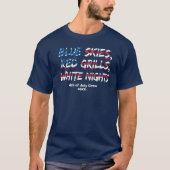 赤白青の星条旗 7月4日 家族クルー Tシャツ (正面)