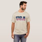 赤白青の星条旗USA大学フォント Tシャツ (正面フル)