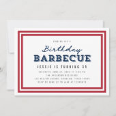 赤白青の星　あらゆる年齢の誕生日バーベキュー 招待状 (正面)