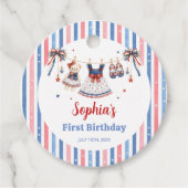 赤白青の服の女の子の誕生日ギフトタグ フェイバータグ (正面)
