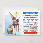 赤白青の極限ミルクシェイクアイスクリーム誕生日 招待状 (正面)