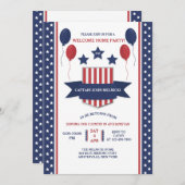 赤白青の歓迎ホーム招待 招待状 (正面/裏面)