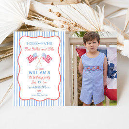 赤白青の永遠にかわらない男の子の誕生日招待状 招待状