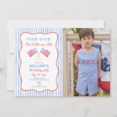 赤白青の永遠にかわらない男の子の誕生日招待状 招待状 (正面)