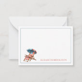 赤白青の独立記念日ビーチチェア ノートカード (正面)