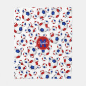赤白青の球模様パーソナライズされた フリースブランケット (正面)