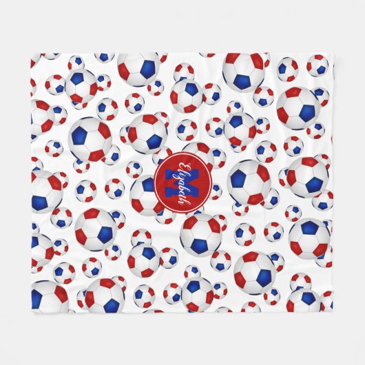 赤白青の球模様パーソナライズされた フリースブランケット (正面(横))