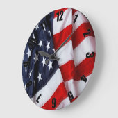 赤白青の米国旗のカスタマイズ写真 ラージ壁時計 (傾斜)