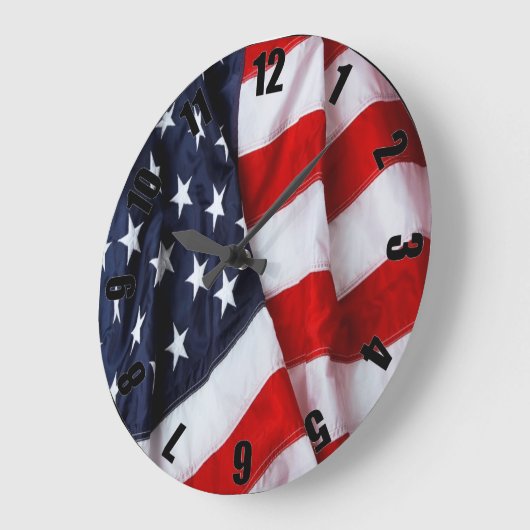 赤白青の米国旗のカスタマイズ写真 ラージ壁時計 (傾斜)