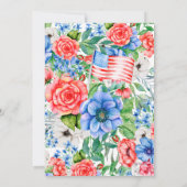 赤白青の花柄 アメリカ独立記念日 パトリオティック ウェディング 招待状 (裏面)