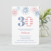 赤白青の花火とBBQ 30歳の誕生日パーティー 招待状 (スタンド正面)
