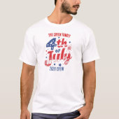 赤白青の花火 7月4日 家族クルー Tシャツ (正面)