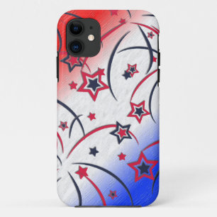 赤白青の花火 iPhone 11 ケース