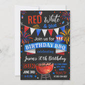赤白青の誕生日バーベキュー招待状 招待状 (正面)