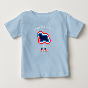 赤白青の7月4日 Bearded Collie 犬 ベビーTシャツ