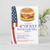 赤白青のBBQ花火 7月4日パーティー 招待状 (スタンド正面)