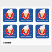 赤白青アイスクリームプールパーティーキッズサンキュー スクエアシール (シート)