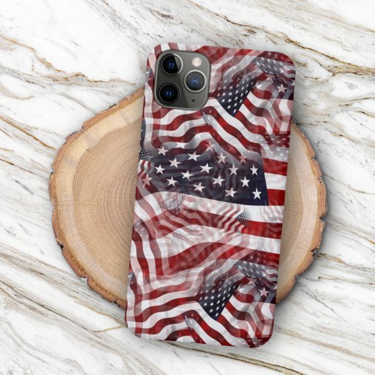 赤白青アメリカのストライプ星条旗パターン iPhoneケース