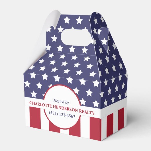 赤白青アメリカストライプの国旗のパーティー フェイバーボックス (裏面サイド)