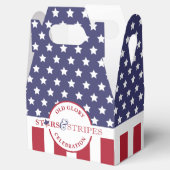 赤白青アメリカストライプの国旗のパーティー フェイバーボックス (オープン)