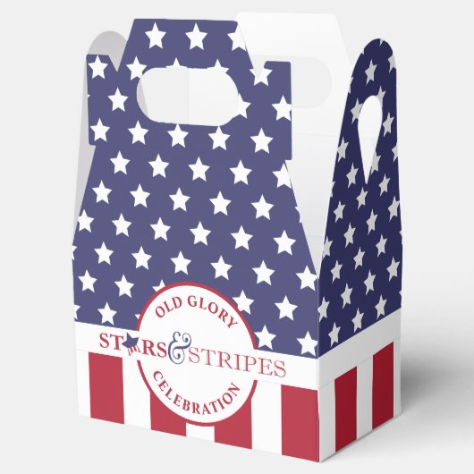 赤白青アメリカストライプの国旗のパーティー フェイバーボックス (オープン)