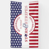 赤白青アメリカストライプの国旗のパーティー 横断幕 (縦)