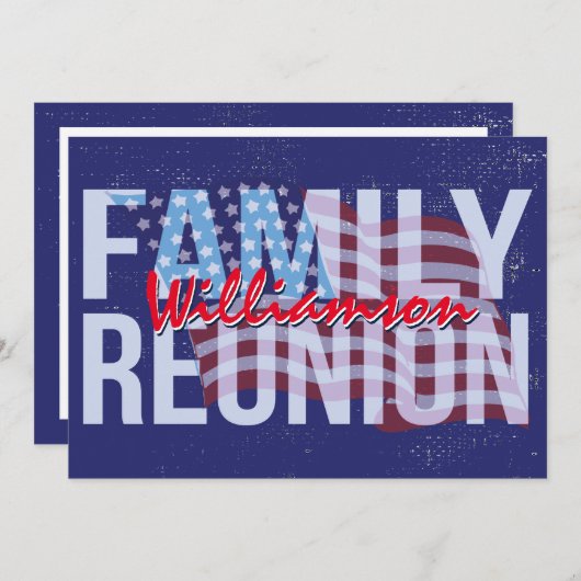 赤白青アメリカンフラグファミリー懇親会 招待状 (正面/裏面)