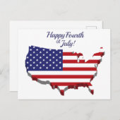 赤白青アメリカンフラッグハッピー7月4日 ポストカード (正面/裏面)