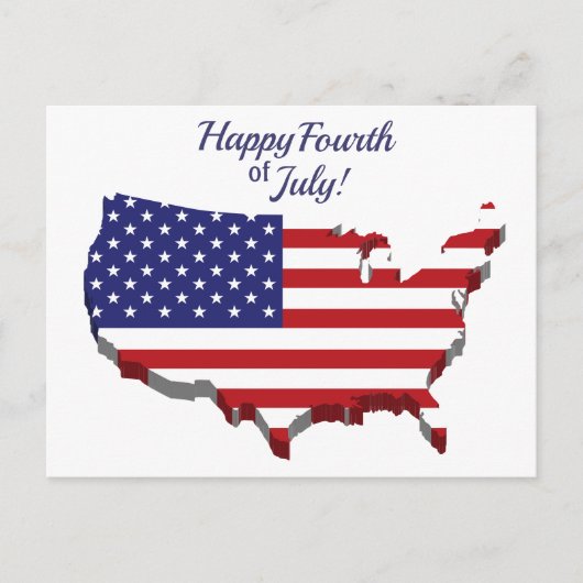 赤白青アメリカンフラッグハッピー7月4日 ポストカード (正面)