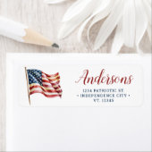 赤白青アメリカ合衆国国旗の差出人住所 ラベル (インサイチュ)
